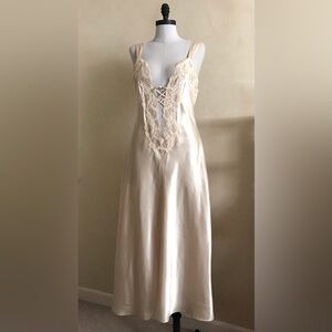 Victoria's Secret Ivory Lace-Trim Satin Chemise